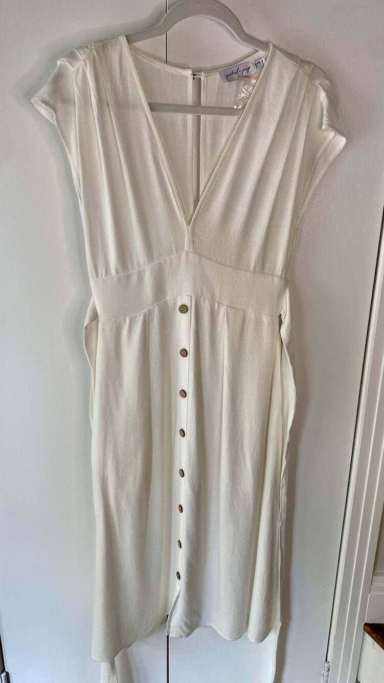 NWT Petal & Pup Layla Linen Dress White LWD Little White Dress  Size 4